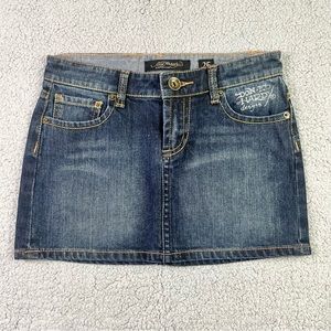 Ed Hardy Vintage Y2K Early 2000’s Denim Mini Skirt Size 25